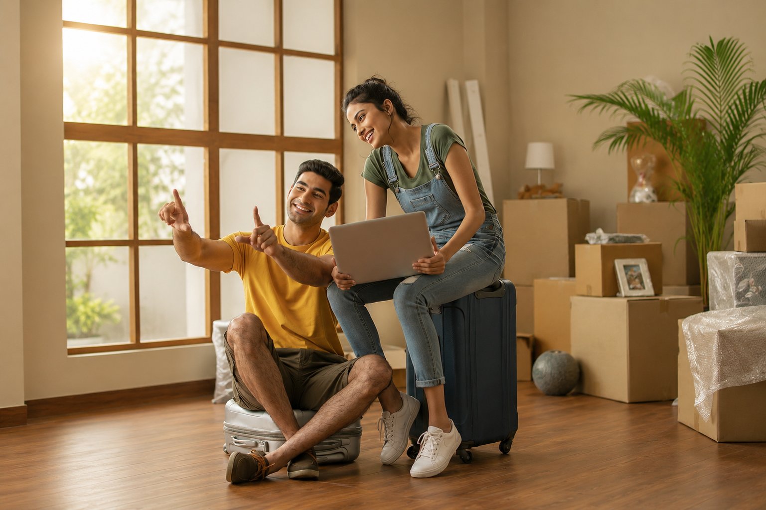 Young Indian couple planning their future